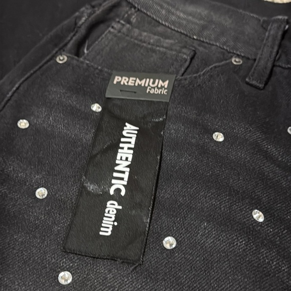 Simple Society Black Rhinestone Women's Jeans NWT - Picture 4 of 7